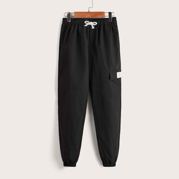 

Boys Flap Pocket Carrot Pants, Black