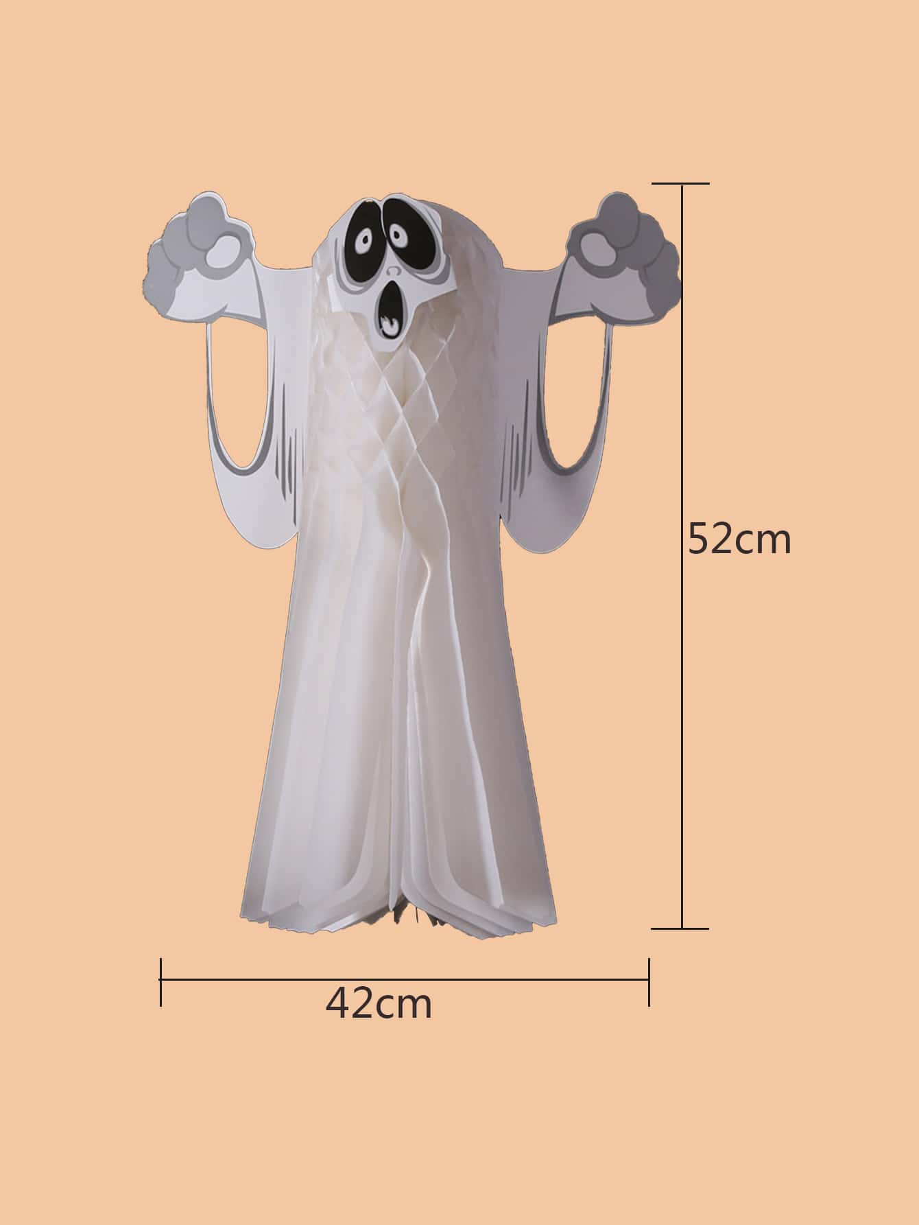 1 pieza Decoración de papel de fantasma de Halloween - Blanco y Negro - Añade 3