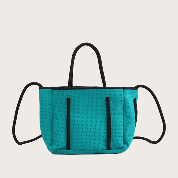 

Trim Hollow Out Satchel Bag With Clutch Bag, Green