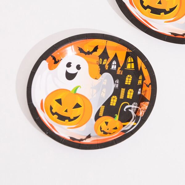 

10pcs Halloween 7 Inch Disposable Plate, Orange