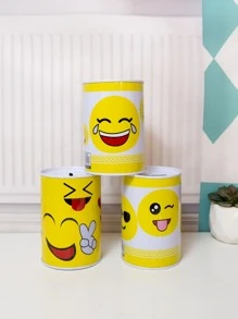 1pc Cartoon Graphic Money Box, Cartoon Iron Smile & Gesture Print Coin Saving Box For Home Best Gifts Birthday - Yellow - View 2