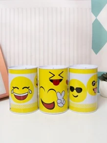 1pc Cartoon Graphic Money Box, Cartoon Iron Smile & Gesture Print Coin Saving Box For Home Best Gifts Birthday - Yellow - View 6