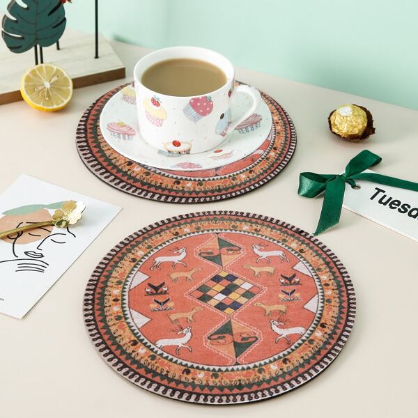 

2pcs Animal Pattern Placemat, Multicolor