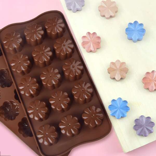 

1pc Flower Design Chocolate Mold, Coffee brown