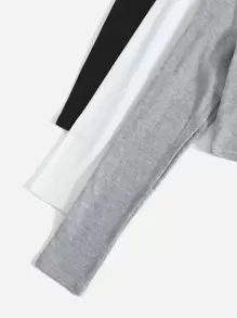 SHEIN EZwear 大碼3入組缺口領T恤 - 彩色 - 查看 3