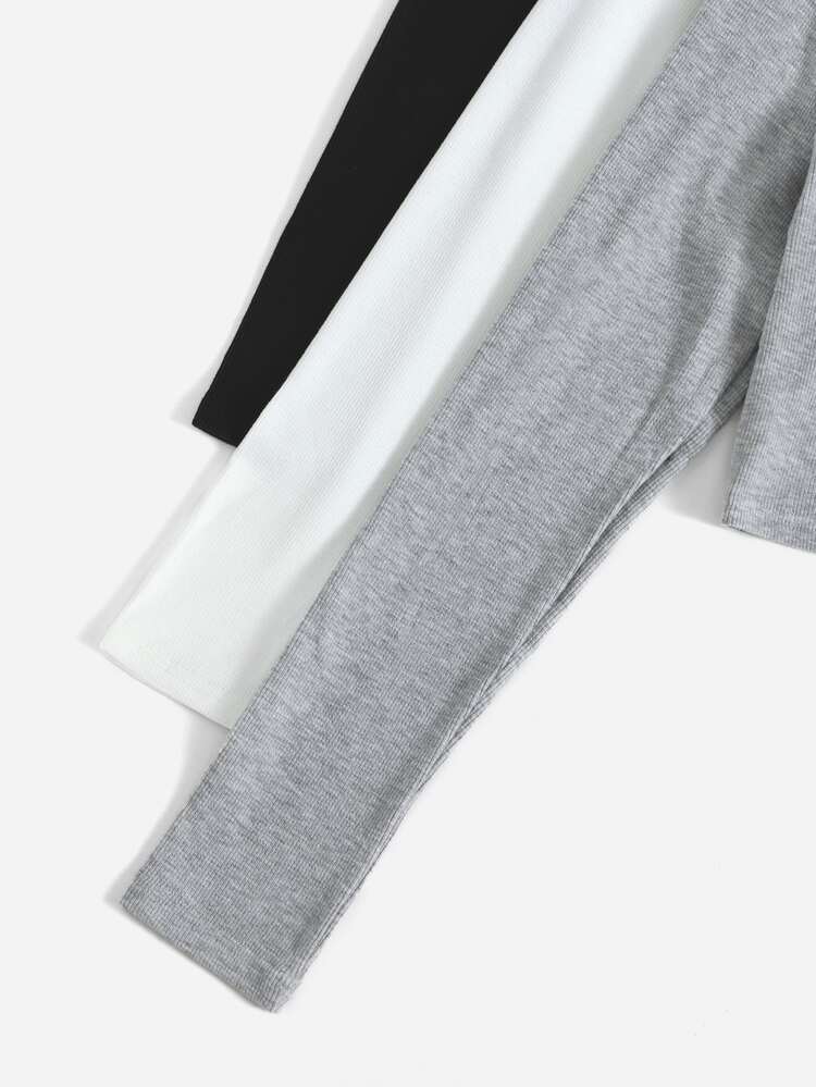 SHEIN EZwear 大碼3入組缺口領T恤 - 彩色 - 查看 3