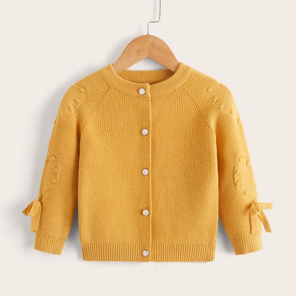 

Toddler Girls Knot Detail Button Front Cardigan, Yellow