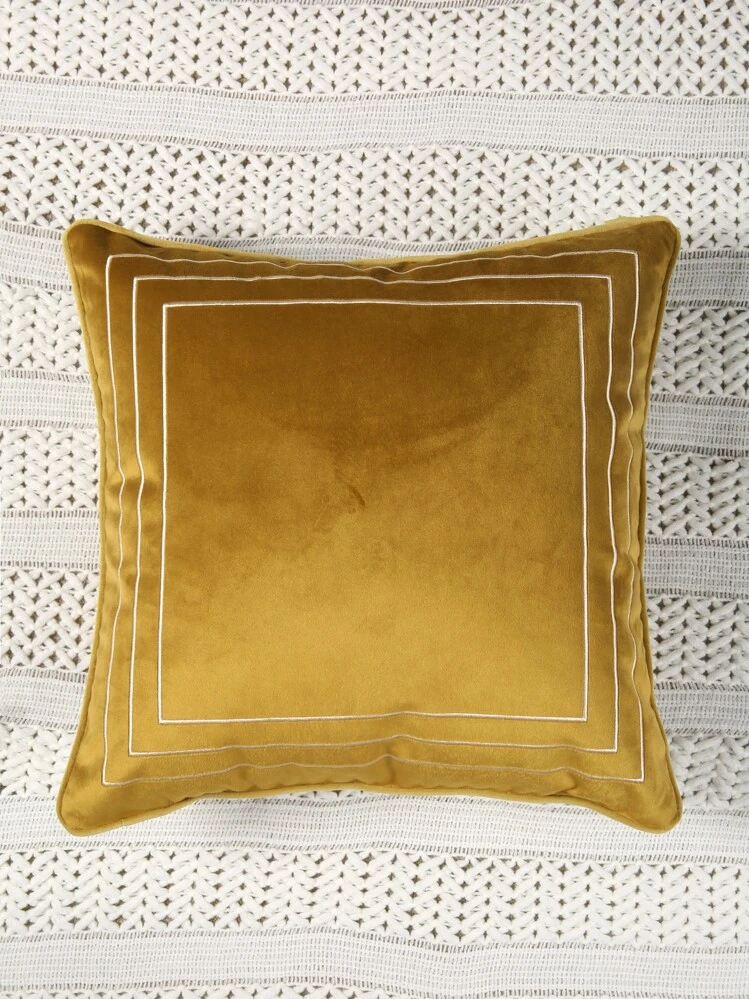 Embroidery Cushion Cover Without Filler - Mustard Yellow - View 2