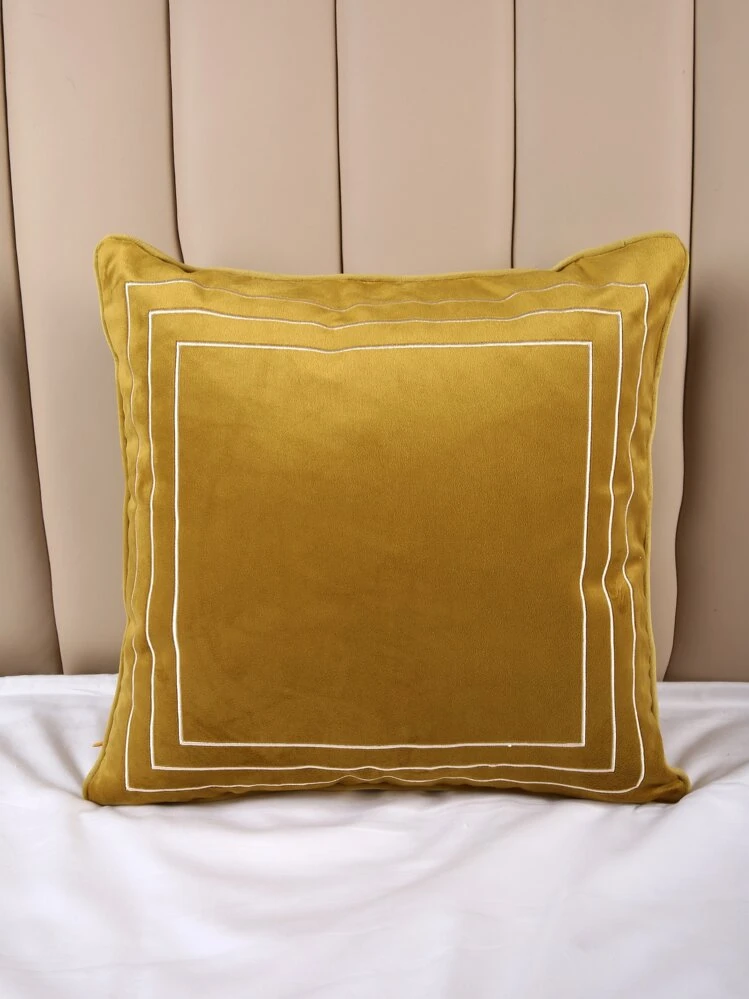 Embroidery Cushion Cover Without Filler - Mustard Yellow - View 5