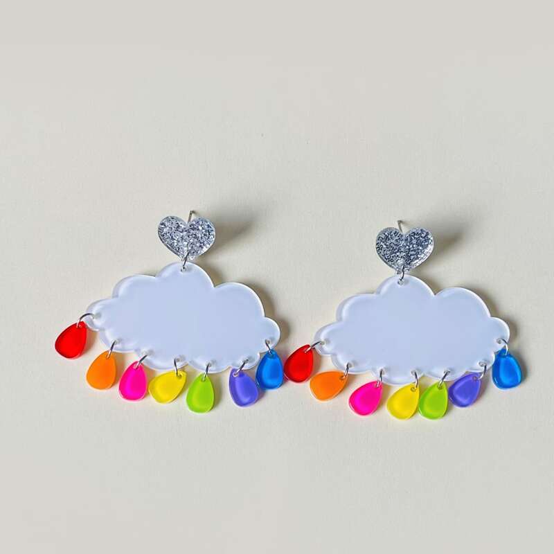 

Cloud Drop Earrings, White