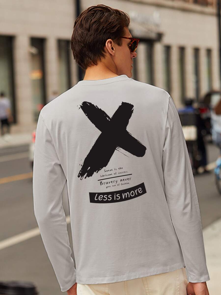 Men Slogan & Graphic Print Sweatshirt - Grey - View 1