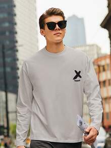 Men Slogan & Graphic Print Sweatshirt - Grey - View 3