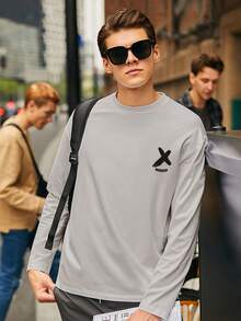 Men Slogan & Graphic Print Sweatshirt - Grey - View 4