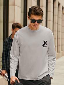 Men Slogan & Graphic Print Sweatshirt - Grey - View 5