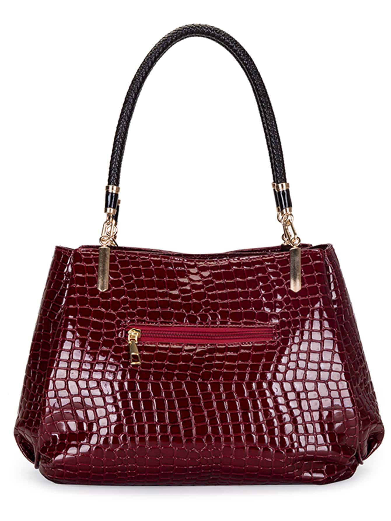 Solid Crocodile Embossed Shoulder Tote Bag , Burgundy Bag, Bag, & New Year Ideal Gift, Fashionable Burgundy Bag