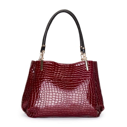 Borsa a spalla tote con stampa coccodrillo, borsa bordeaux, borsa, regalo ideale per il nuovo anno, borsa bordeaux