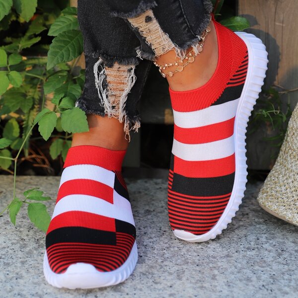 

Colorblock Knit Slip On Sneakers, Multicolor