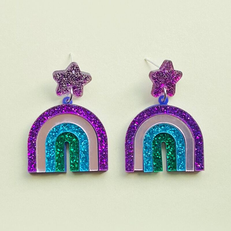 

Rainbow Drop Earrings, Purple