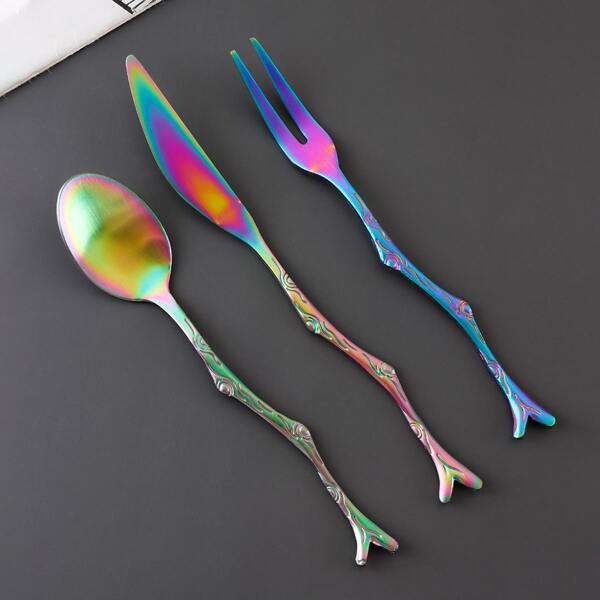 

3pcs Tree Branch Cutlery Set, Multicolor