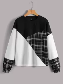Muchica Áo In kẻ sọc Khối màu Thả vai - Đen và trắng - Xem 1