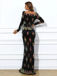 Missord Vestido bajo sirena con lentejuelas - Negro - Ver 2