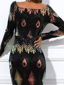 Missord Vestido bajo sirena con lentejuelas - Negro - Ver 5