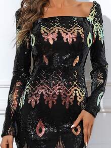 Missord Vestido bajo sirena con lentejuelas - Negro - Ver 7