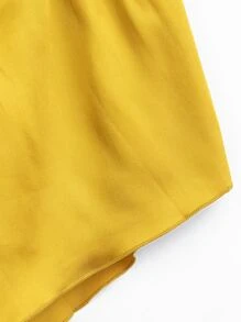 Drape Neck Satin Cami PJ Set / Pajama Set - Yellow - View 3