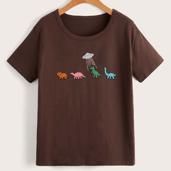 

Dinosaur Graphic Short Sleeve Tee, Coffee brown