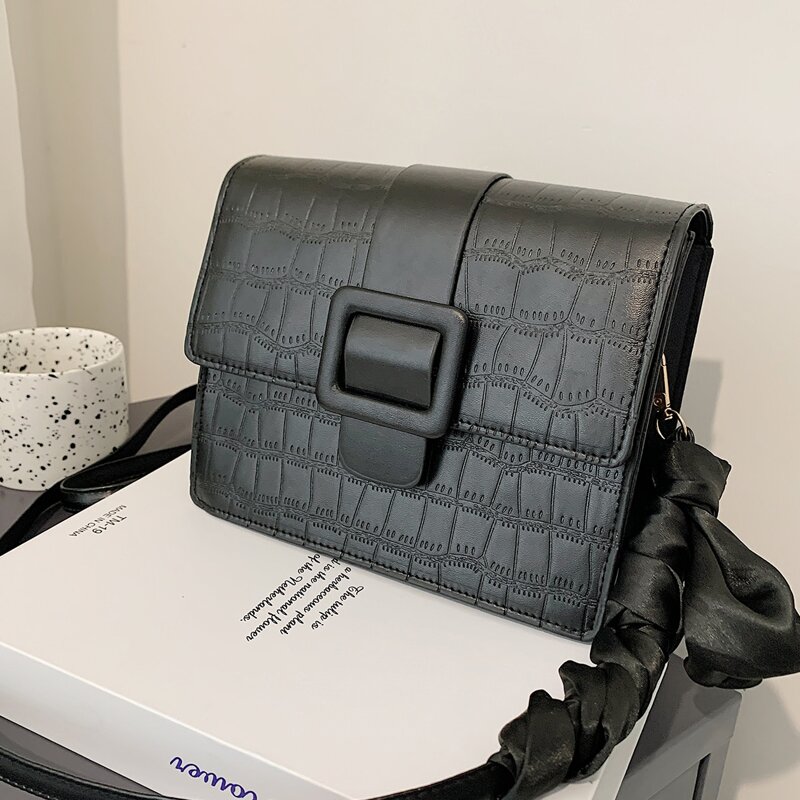 

Croc Embossed Crossbody Bag, Black