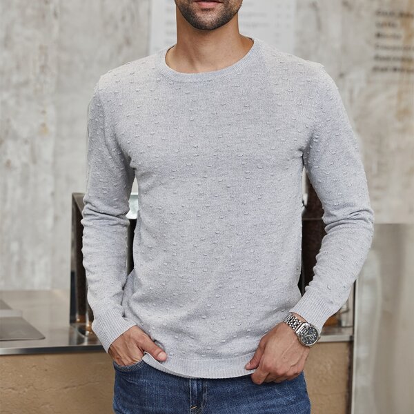 

Men Textured Knit Sweater, Light grey
