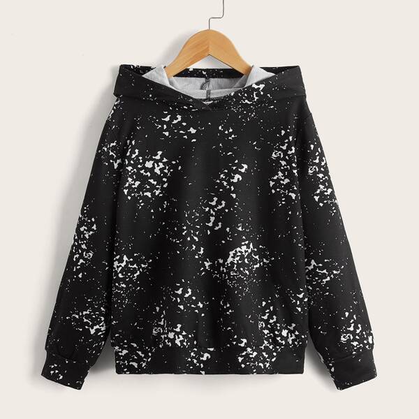 

Boys Graphic Print Hoodie, Black