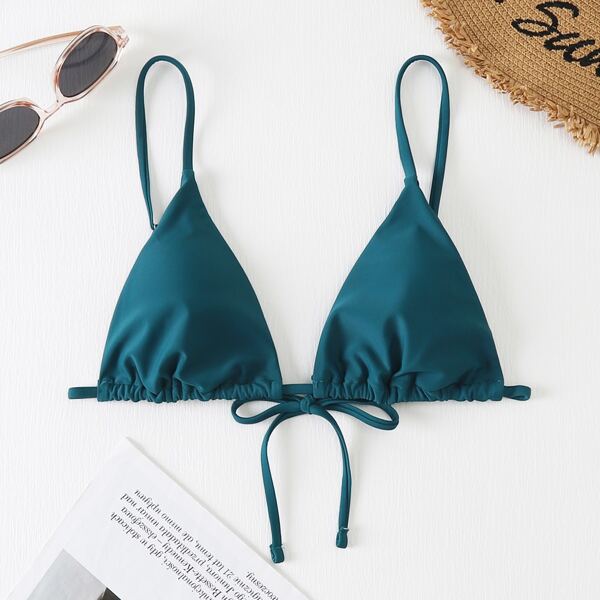 

Plain Triangle Bikini Top, Teal blue