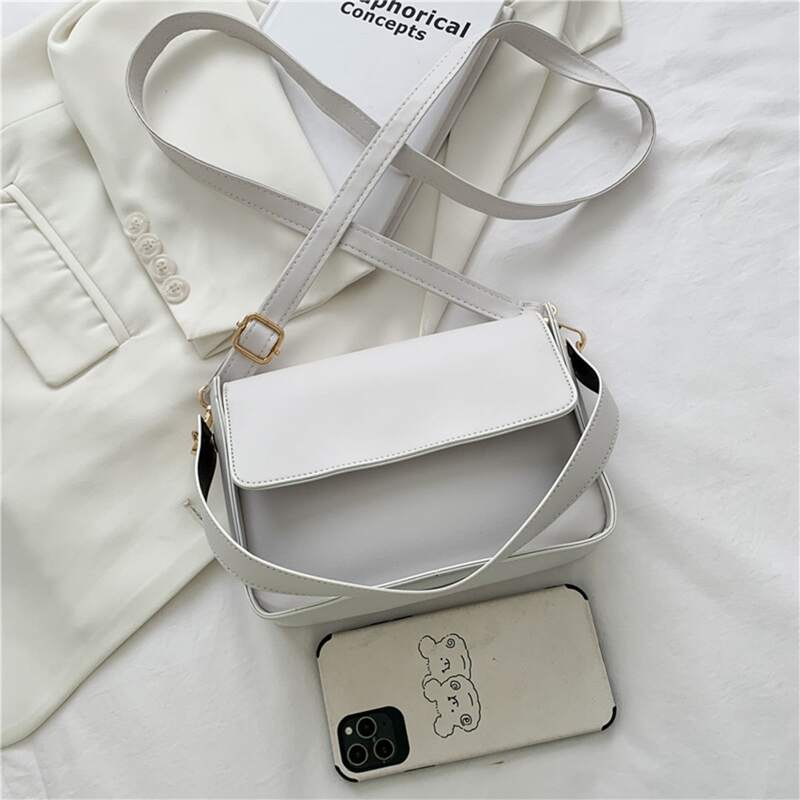 

Minimalist Flap Satchel Bag, White