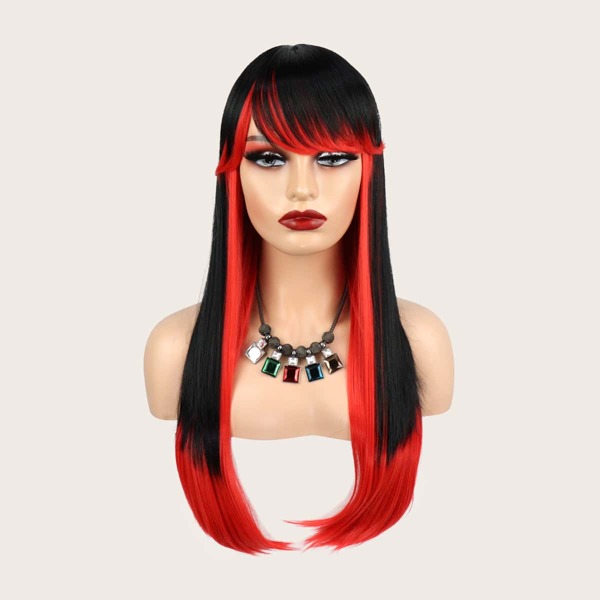 

Two Tone Long Straight Wig With Bangs, Multicolor