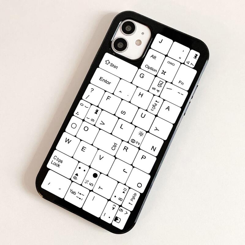 

Keyboard Pattern Phone Case, Black and white