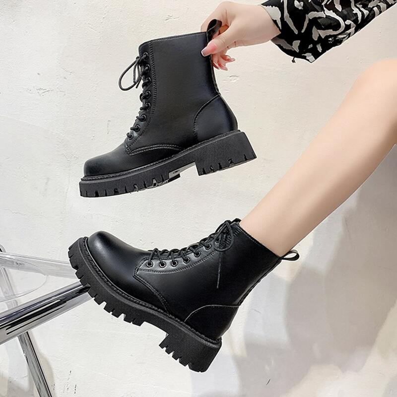 

Chunky Heeled Combat Boots, Black