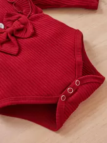 SHEIN Body con fruncido con lazo delantero con pantalones - Burdeos - Ver 7