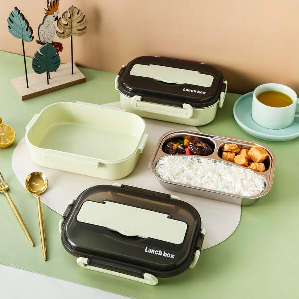 

1pc Stainless Steel Lunch Box, Multicolor