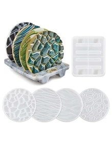 4 cái Tự làm Coaster & 1 cái Khay Khuôn - trắng - Xem 1