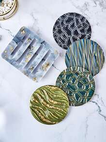 4 cái Tự làm Coaster & 1 cái Khay Khuôn - trắng - Xem 3