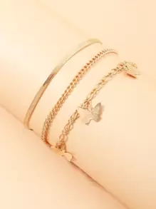 女孩3入組蝴蝶墜飾腳錬