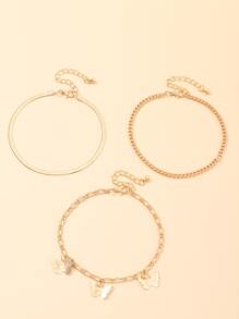 女孩3入組蝴蝶墜飾腳錬