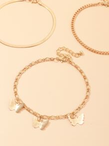 女孩3入組蝴蝶墜飾腳錬