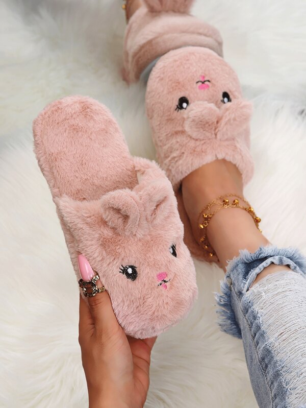 Zapatillas de estar por casa con diseño de dibujos animados en estilo universitario para mujer en otoño/invierno