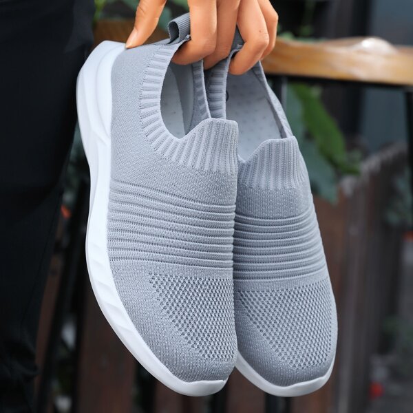 

Minimalist Knit Slip On Sneakers, Grey