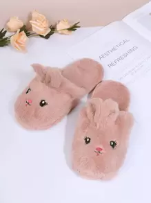 秋冬季女士学院风卡通设计室内拖鞋 - 藕粉色 - 查看 3