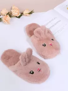 秋冬季女士学院风卡通设计室内拖鞋 - 藕粉色 - 查看 4