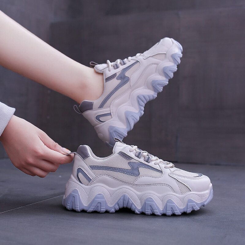 

Lace-up Front Mesh Panel Sneakers, Baby blue