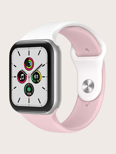 Color Block Silicone Watchband Compatible With Apple Watch